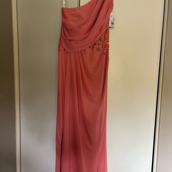 Davids Bridal One shoulder Bridesmaids Dress in Parfait - Picture 3 of 5